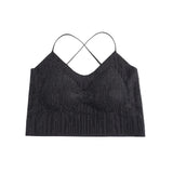 Black Rhinestone Camisole for Women Sexy Slim Fit Seamless Backless Short Top Night Out Clubwear