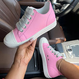 2025 Big Size 44 Women's Platform Skate Shoes Fashion Summer Black Pink Red Lace-up Men Sporty Vulcanize Casual Flat Shoes