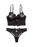 Sexy Large Size Lingerie Women Bra Set Girl Floral Lace Underwear Set Underwire Brassiere Push Up Outfit Delicate Bra Kit