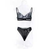 2Pcs Bra & Brief Set for Women Sexy White Ruffle Mesh Perspective Bow Patchwork Bra Bilizna Set Underwear Ultra Thin Intimate