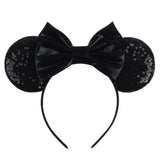 Disney Mickey Mouse Ears Leopard Print Headbands for Girls Baby Women Sequins 5"Bows Hair Accessories Adults Hairbands Kids Gift