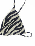 Women's Zebra Stripe Print Bikini Set Casual Sexy Backless Tie Swimwear Top Beach Vacation Two-Piece Swimsuit