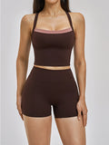 Naked Yoga Suit Workout Clothes Women Back Cross Shockproof Slim Sports Tank Top High Waist Short Fitness Suit Athletic Wear