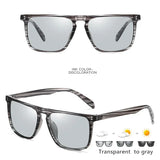Available Trendy Flat Top Square Photochromic Glasses Stylish Sports Eyewear for Car Running Driving Vacation Travel and Fishing
