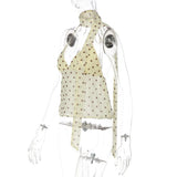 FDYOUI Y2K Bandage Polka Dot Crop Top Women 2026 Summer Sexy Halter Lace-up Camisoles Girls Chic Backless Tanks Tops Streetwear