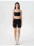 Women's 2-piece Yoga Set Fake Two-Piece Color-Block White Stripe Camisole Running Sports Bra Shorts Yoga Outfit Set