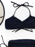 Bikini 2026 Sexy Black Drawstring High Waist Halter Swimwear Swimsuit Women Bikinis Set Bathing Suit Beach Bikini Female Push Up