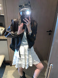 Sweet Korean Style Lace Loose Short Skirt White Tiered Ruffled Mini Skirt Elastic Waist Cute Casual Summer Skirt For Women EHAB