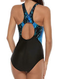 2026 Sporty Printed Slim Swimsuit Women One Piece Back Cross Swimwear Female Bathers Bathing Swimming Swim Suit Beachwear