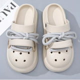Women Summer Sandals Lace-up Style 2 Way to Wear Couples Fashion Platform Clogs Soft EVA Thick Sole Men Beach Street Slippers