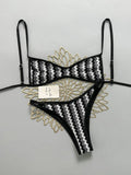 Crochet Striped High Leg Cut Brazilian Bikini Female Swimsuit Women Swimwear Two-pieces Bikini Set Bather Bathing Suit Swim Lady