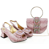 Doershow African fashion Italian Shoes And Bag Sets For Evening Party With Stones ORANGE Italian Handbags Match Bags! Hgv1-5
