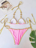 Halter Crystal Rhinestone Diamond Bikini 2025 Female Swimsuit Women Swimwear Two-pieces Bikini Set High Cut Bathing Suit Swim