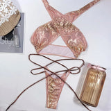 Snake Skin Mini Micro Thong Bikini Women Swimwear Female Swimsuit Two Pieces Bikini Set Halter Wrap Around Bathing Suit Swim