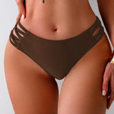 Women's Low Rise Cutout Swim Bottoms Solid Color Summer Beachwear Separate Swimsuit Bottom Female Brazilian Bikini Trunks 2026
