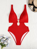 Deep V Neck Cut Out Women Swimwear One Piece Swimsuit Female High Leg Cut Monokini Bather Backless Bathing Suit Swim Beachwear