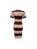 Summer women's fashionable lapel contrasting color slim fit slit dress