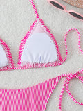 Halter Triangle String Bikinis 2026 Women Sexy Striped Swimsuit Ruffle  Swimwear Female Bathers Bathing Swimming Swim Suit