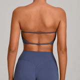 Padded Backless Bandeau Sports Bra Gym Women Crop Tube Top Seamless Yoga Top Sexy Workout Sportswear Push-up Fitness Underwear