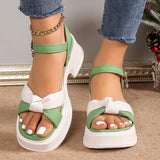 Fashion Mixed Color Platform Sandals Women Ankle Buckle Thick Sole Rome Sandals Woman Summer Open Toe Cross Band Sandalias Mujer
