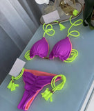 Sexy Solid color Women's Swimsuit Two-piece Triangle Swimwear Braiding rope Bikinis Set Beach Bathing Suit Brazilian Biquinis