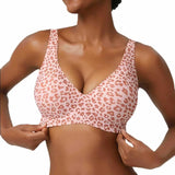 Custom made-2-Row Hook Leopard Print Bra Underwear
