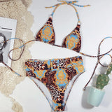Bikini 2026 Sexy High waist Leopard print Bandage halter Swimwear Swimsuit Women Bikinis Set Bathing Suit Beach Bikini Female