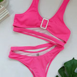 Bikini 2026 Sexy Rose Red Hollow High Waist Swimwear Swimsuit Women Bikinis Set Bathing Suit Bikini Female Push Up High Quality