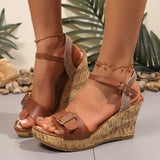 Cork Wedge Sandals for Women, Waterproof Platform, Thick Sole, 2026 Adjustable Buckle Strap, Cork Wedge Sandals for Women,
