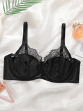 Women's sexy embroidered lace plus size bra with steel rims gathered push up straps adjustable breathable bra MR2555