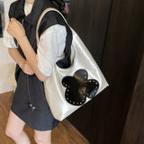 Textured PU Leather Shoulder Tote Bags Women 2025 Trend Large Capacity Underarm Bag Rivet Design Versatile Fashion Handbags