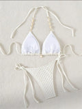Sexy White Shell String Bikini 2026 Women Luxury Push Up Bra Tie Side Thong Swimsuit Brazilian Beach Bathing Suit Micro Swimwear