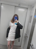 Lace up embriodery white summer dress women hollow out beach short dress puff sleeve ruffle ruched bodycon mini dress vestidos
