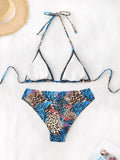 3 Pieces Triangle Halter Bikinis 2026 Print Leopard Swimwear Female Swimsuit Women & Kimono Bathers Bathing Swimming Swim Suit