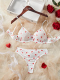 Sexy Alluring Romantic Lace Thin Straps Bra And Briefs Set With Adjustable Back Comfort Underwear For Women Daily Wear