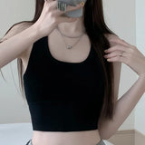 Sexy Bras Women Crop Top Seamless Underwear Hollow Back Cross Strap Sports Bra Without Steel Ring Female Fitness Top