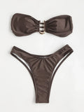 Women Bikini Sets Two Pieces Swimsuit Female Metal High Waist Sexy Bikini Bathing Suit Monokini Swimwear Women Biquini Bakini