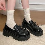 2025 Bowknot Decor Platform Loafers Women Fashion High Heel Jk Pu Leather Shoes Woman Korean Slip On Thick Sole Shoes Female