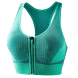 New Sports Bra Women Striped Patchwork Front Zipper Shockproof Vest Jogging Gym Crop Top Female Tops Sport Bras Sutian Feminino