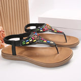 Fashion Mix Color Bohemian Sandals for Women 2025 New Clip-Toe Flat Heels Gladiator Shoes Woman Pu Leather Non-Slip Sandals