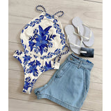 One Piece Swimsuit For Women 2025 New Vintage Retro Swimwear Print Swimsuit Halter Beachwear Sexy Monokini Female Bathing Suit