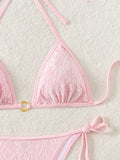 Embroidery Mesh Lace Halter High Cut Bikini Female Swimsuit Women Swimwear Two-pieces Bikini Set Bather Bathing Suit Swim Beach