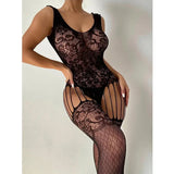 Crotchless Hot Mesh Lingerie Women Erotic Pajamas Transparent Babydolls Bodystockings Sexy Open Bra Porn Party Fishnet Underwear
