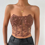 Phantasy Sexy Lace See through Crop Top Women Fashion Floral Embroidery Black Tank Top Night club Dress up 2026 Summer Outfit