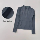 Women's Long-Sleeved Fleece Jacket Slimming Warm Coat for Yoga Pilates Fitness Running - Autumn Winter Sports Outerwear
