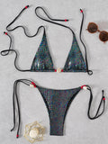 Snakeskin Halter Strappy Bikini Women Swimsuit Female Swimwear Two-pieces Bikini Set High Cut Bather Bathing Suit Swim Beachwear