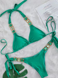 Halter Scrunch Butt Rhintstone Diamond Bikini Women Swimsuit Female Swimwear Two Pieces Bikini Set Brazilian Bathing Suit Swim