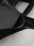 Women's sexy diagonal cross shoulder strap vest bra with gathered cups detachable back buckle shock-absorbing underwear MR3519