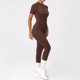 With Zipper Hollow Back Yoga Jumpsuit Sportswear Women Gym Clothes Running Fitness Yoga Backless Bodysuit