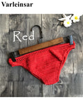 S - XL 9 Colors Crochet Knitted Bikini Bottom Swim Brief Women Swimwear Female Bather Brazilian Tanga Panties Underwear V4195